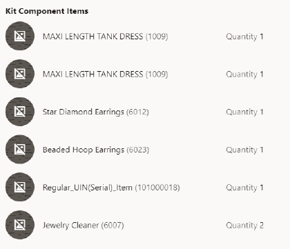 Kit Component Items Kit Component Items