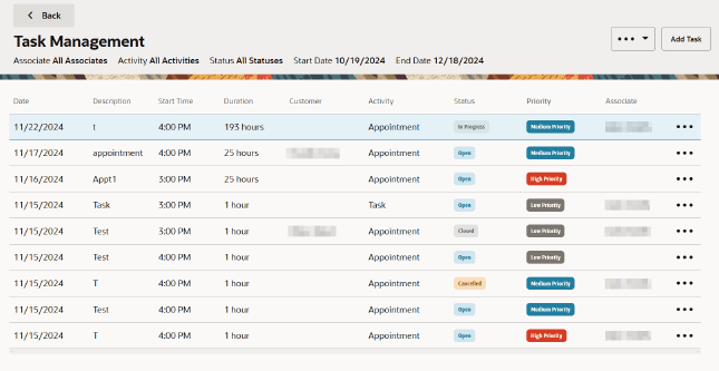 My Tasks Screen