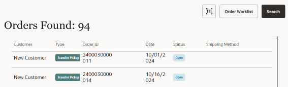 Order Search List