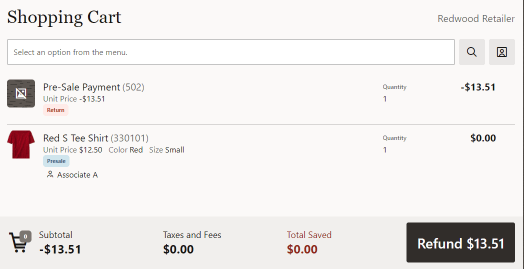 Sale Screen - Refund Deposit Sale Screen - Refund Deposit