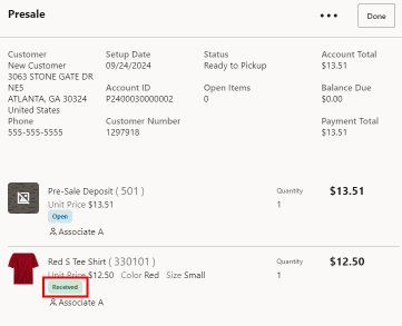 Presale Account Screen - Item Received Presale Account Screen - Item Received