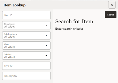 Item Lookup Form Item Lookup Form