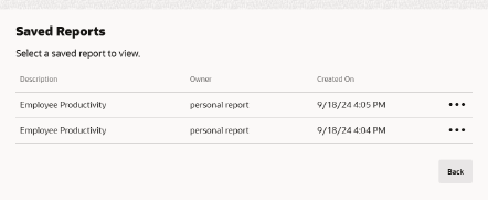 List of Saved Reports List of Saved Reports