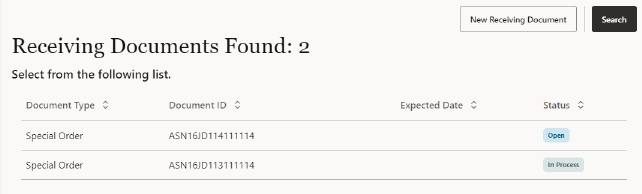 Receiving Document Search Results Receiving Document Search Results