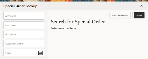 Special Order Search Form Special Order Search Form