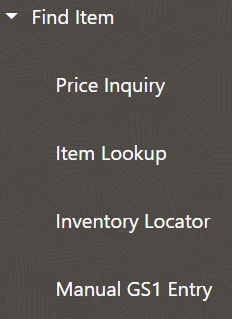 Find Item Menu Find Item Menu