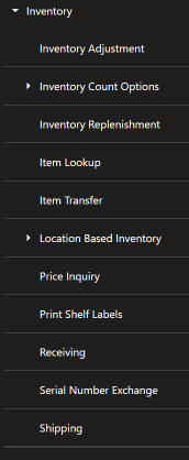 Inventory Menu Inventory Menu