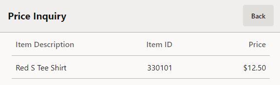 Price Inquiry Result Price Inquiry Result