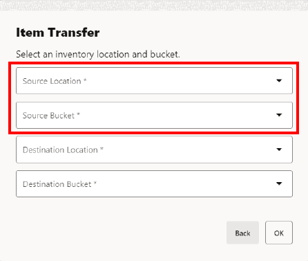Inventory Location Selection - From Location Inventory Location Selection - From Location