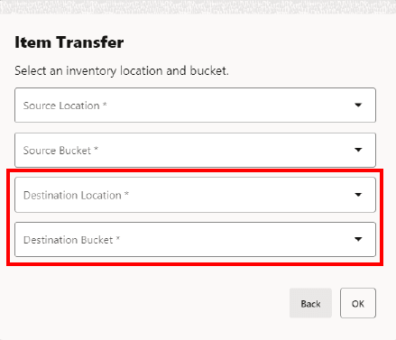 Inventory Location Selection - To Location Inventory Location Selection - To Location