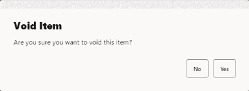 Void Item Confirmation Void Item Confirmation