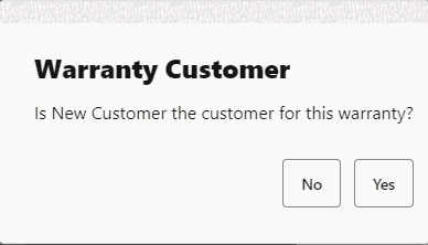 Warranty Customer Prompt Warranty Customer Prompt