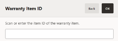 Warrantied Item ID Prompt Warrantied Item ID Prompt