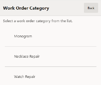 Work Order Categories Work Order Categories