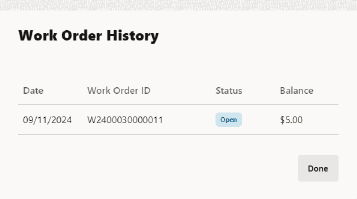 Work Order History Work Order History