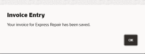 Invoice Information Saved Prompt