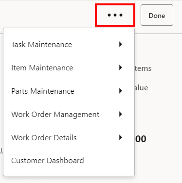 Work Order Options Work Order Options