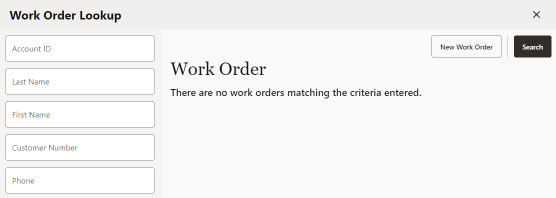 Work Order Search Form Work Order Search Form