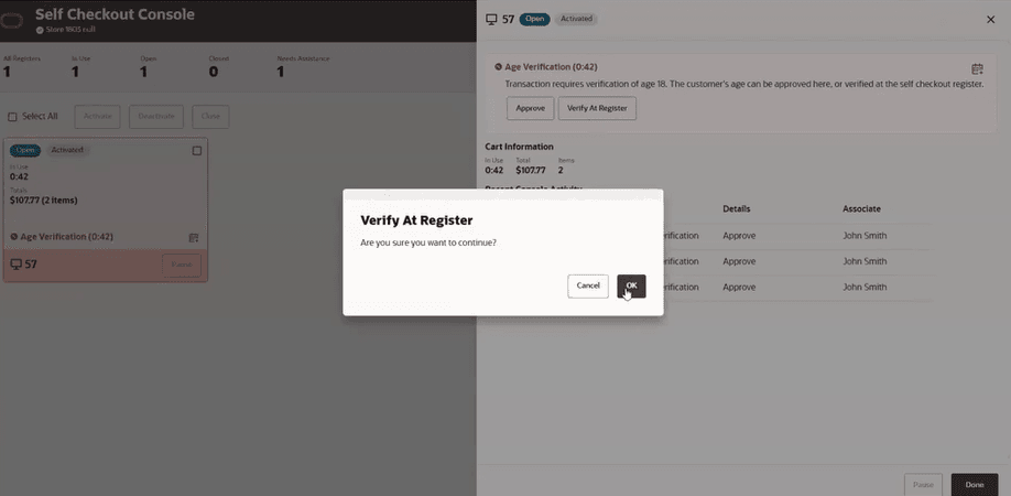 Console - Verify at Register Prompt