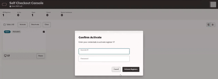 Console - Confirm Activate Register Prompt