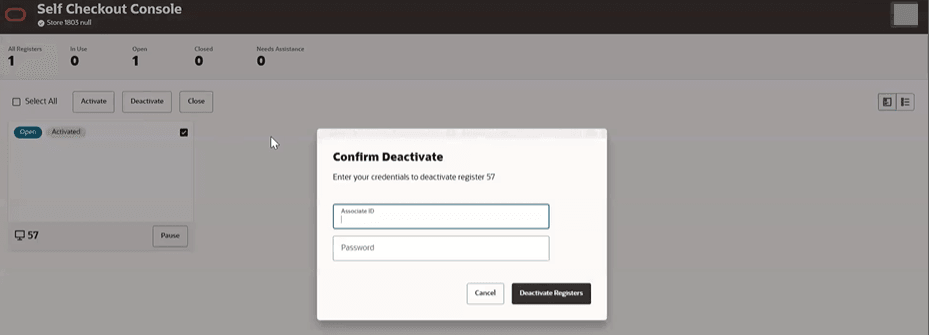 Console - Confirm Deactivate REgisters Prompt