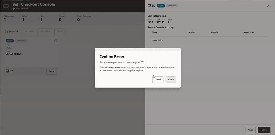 Console - Register Details Pause a Register