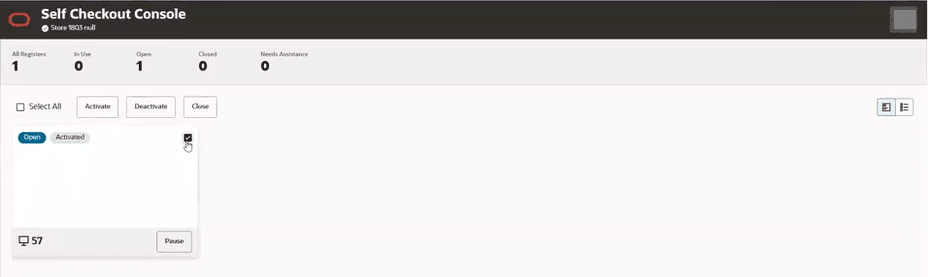 Console - Card View Register Selected