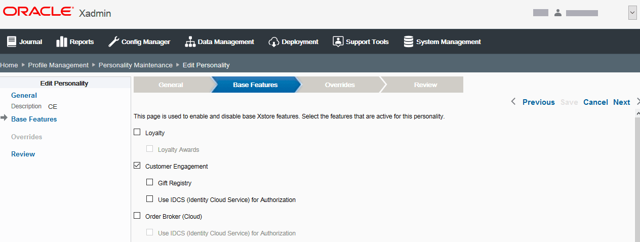 Base Features Enable IDCS