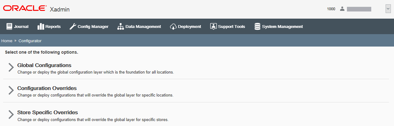 Configuration Scope Options page