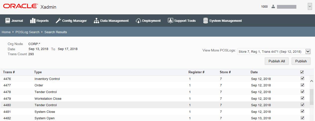 POSLog Search Results