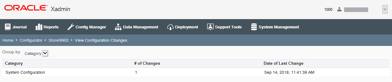 View Configuration Changes page
