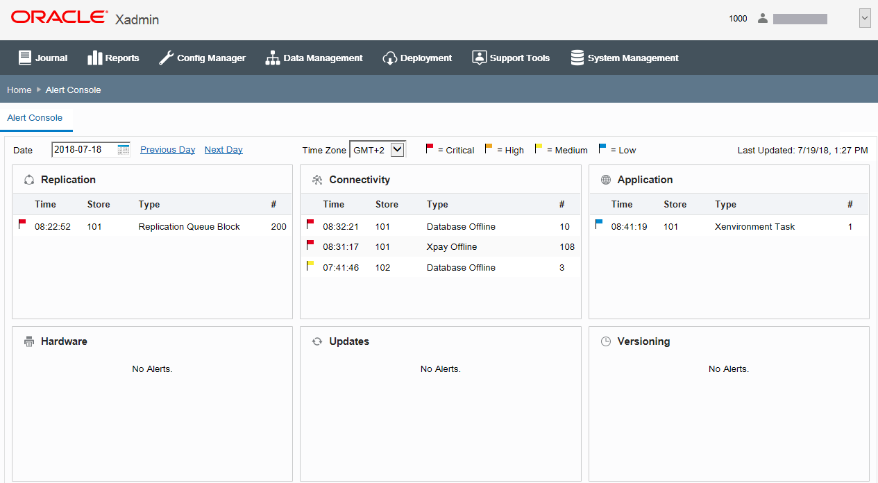 Alert Console with alerts Alert Console with alerts