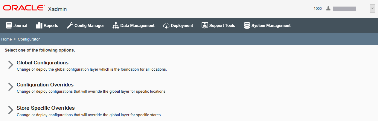 Configuration Scope Options page