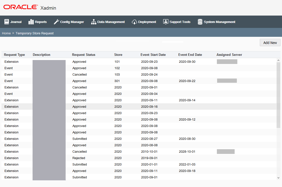 Temporary Store Request Temporary Store Request