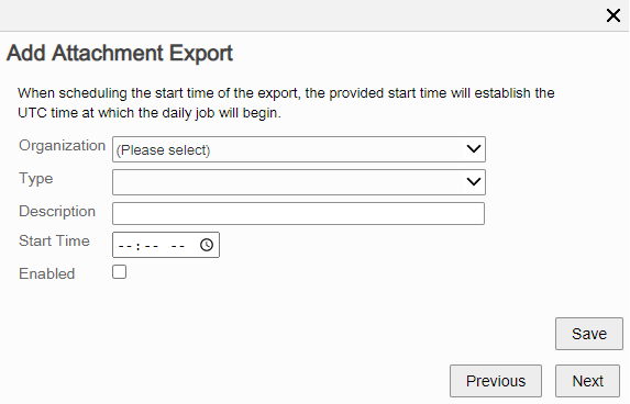 Add Attachment Export Window Add Attachment Export Window