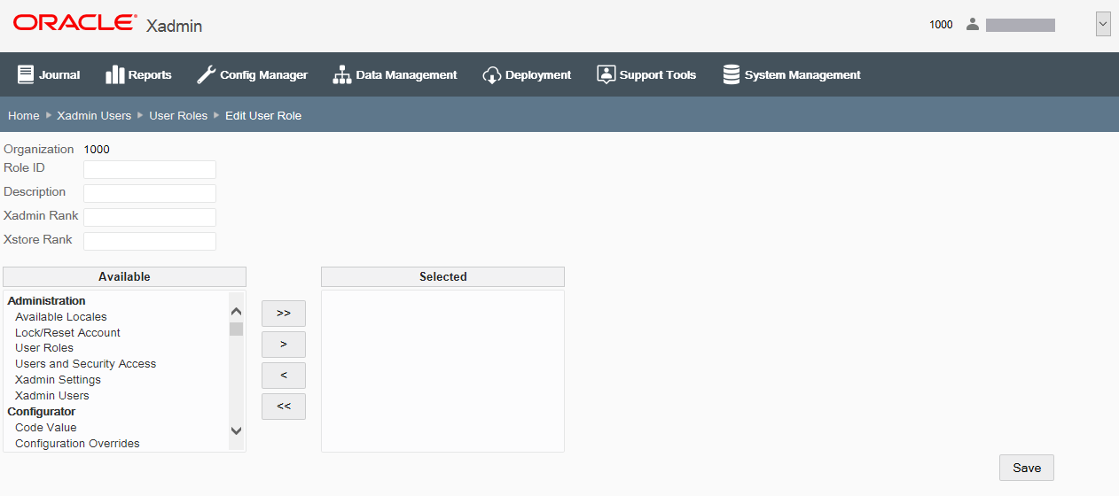 Add New User Role Window Add New User Role Window