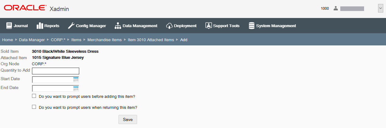 Attached Items - Add Item page Attached Items - Add Item page