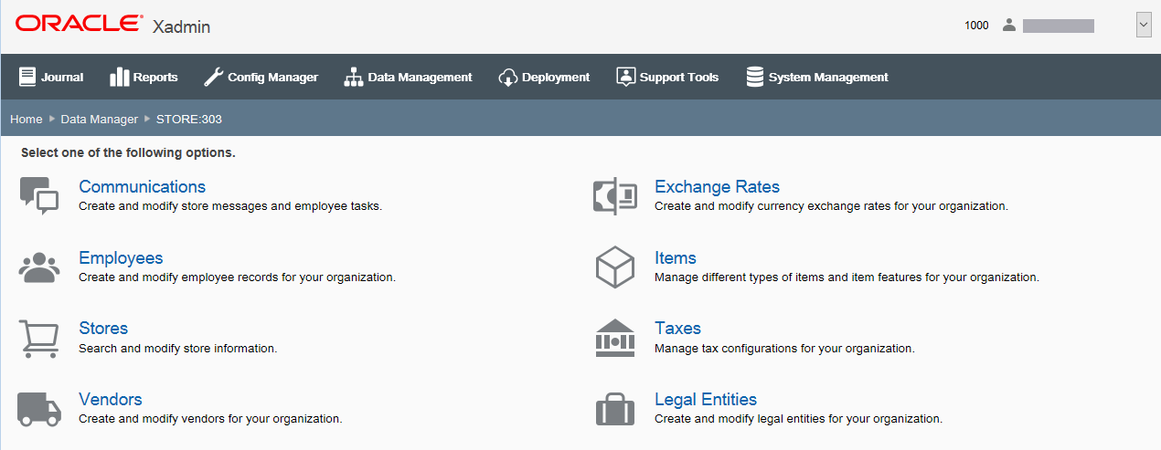 Data Manager options Data Manager options