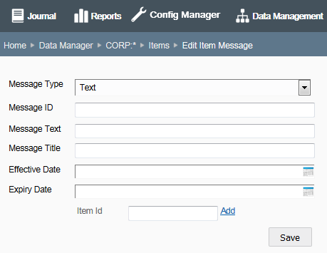 Edit Item Message window Edit Item Message window
