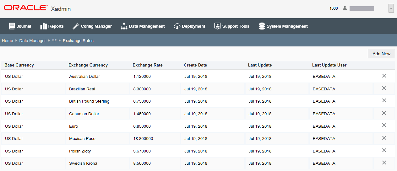 Exchange Rates page Exchange Rates page
