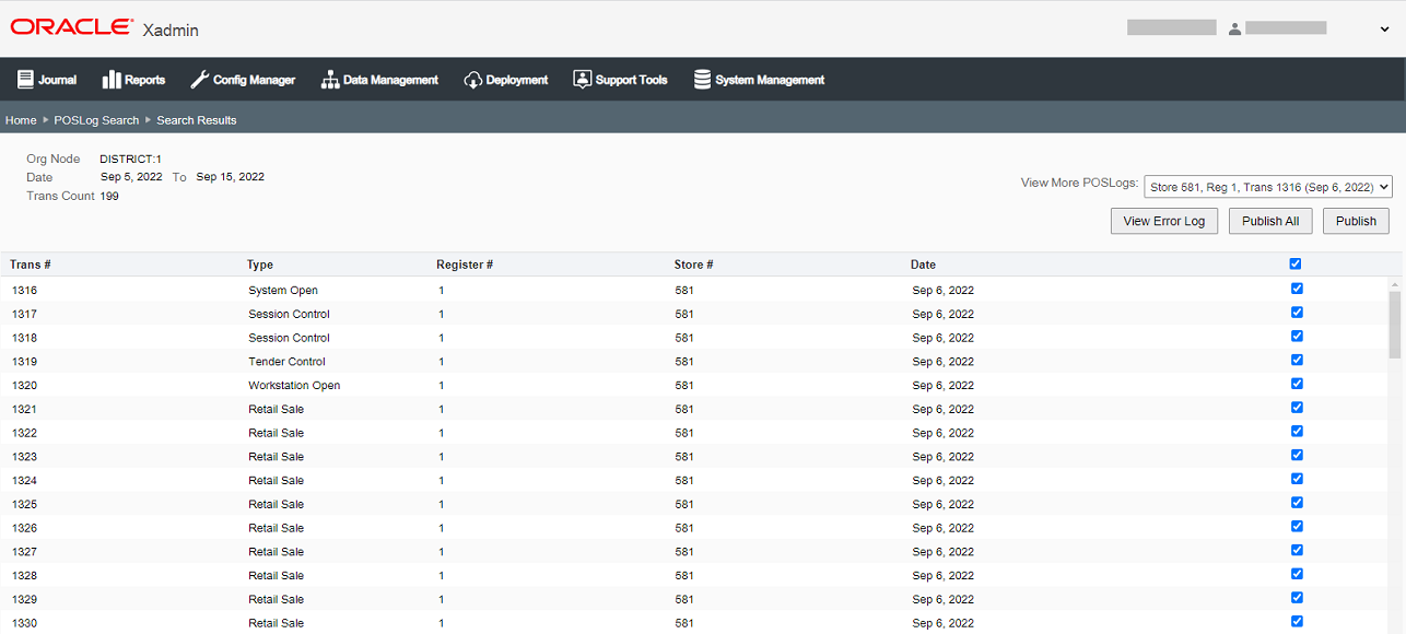 POSLog Search Results POSLog Search Results
