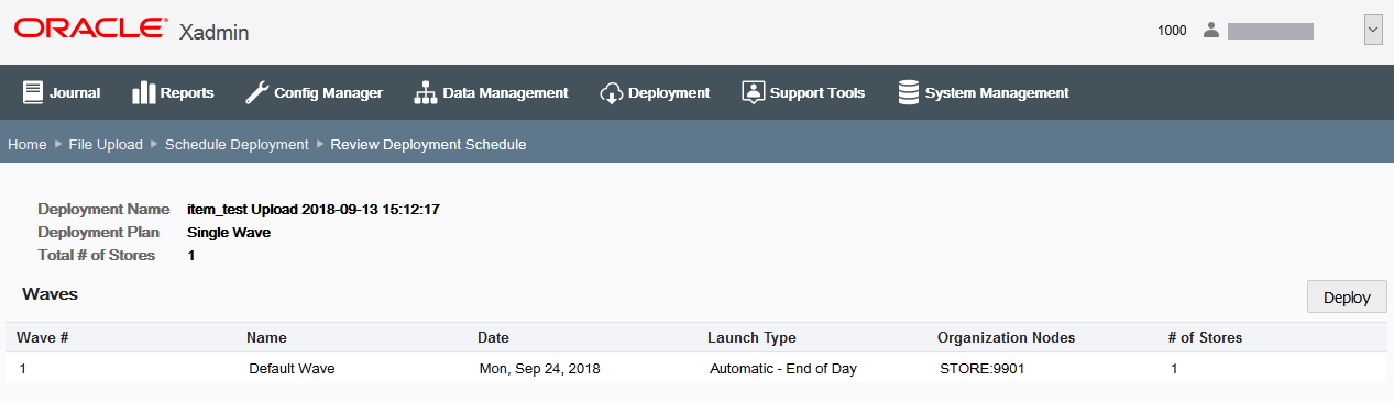 Single Wave: Review Deployment Schedule Single Wave: Review Deployment Schedule