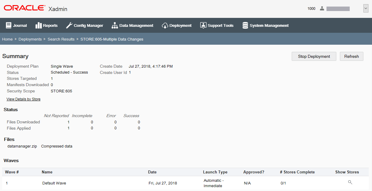 Deployment Summary - Stop Deployment button Deployment Summary - Stop Deployment button