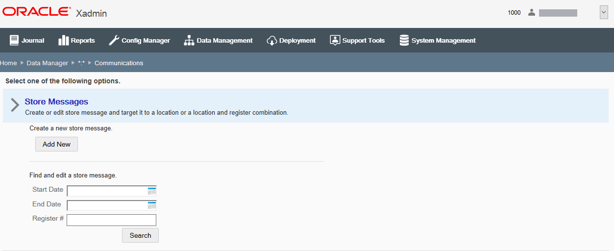 Store Messages page Store Messages page