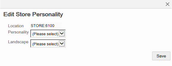 Edit Store Personality window