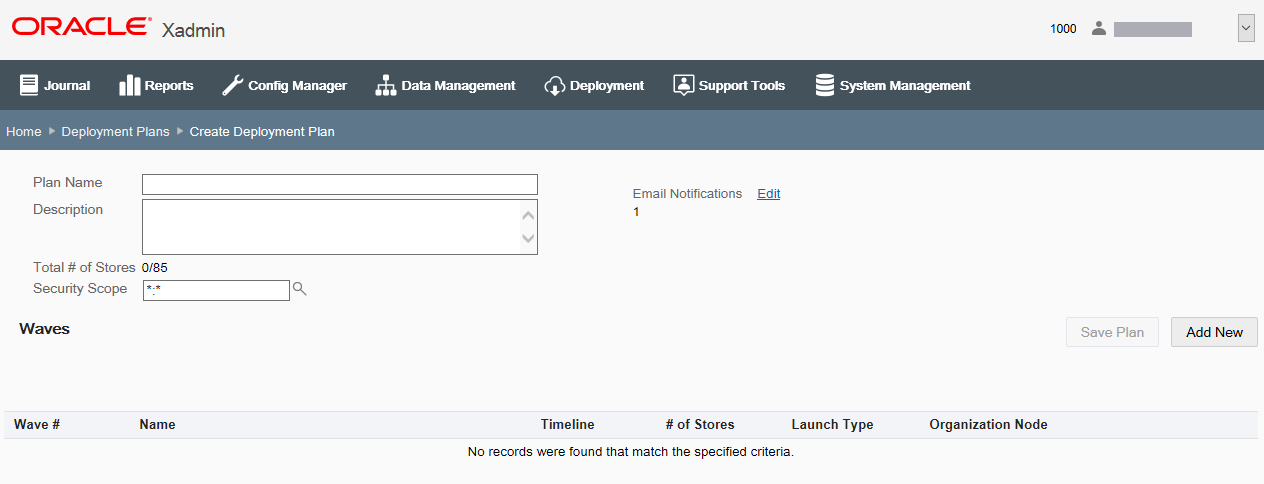 Create Deployment Plan page