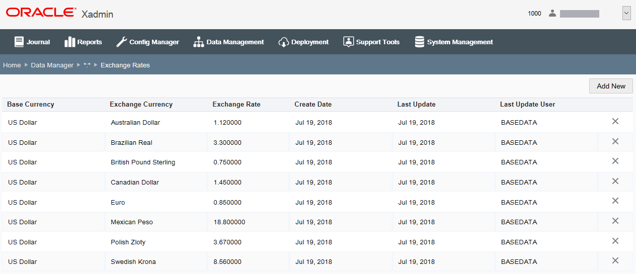 Exchange Rates page