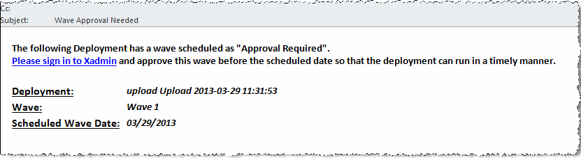 Approval Needed Email Notification example