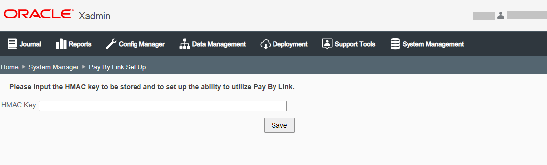 Pay By Link Setup Screen