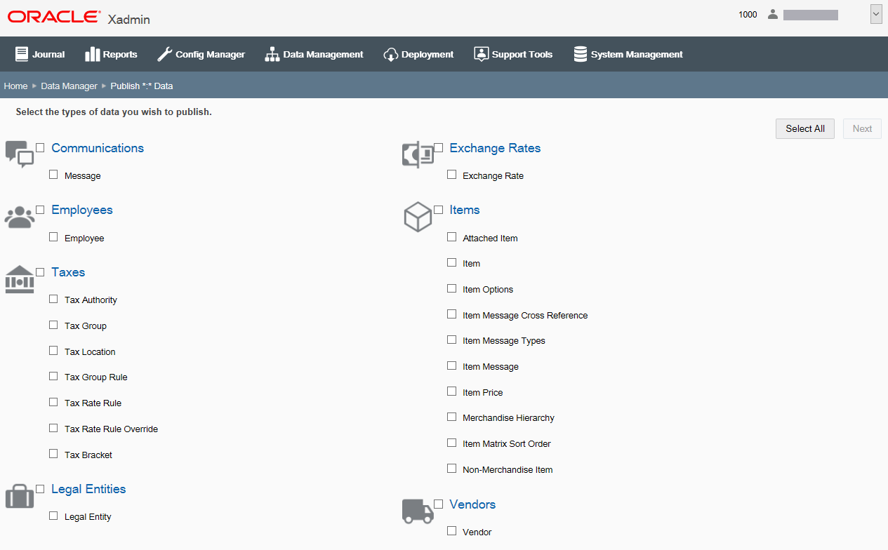 Publish Data page